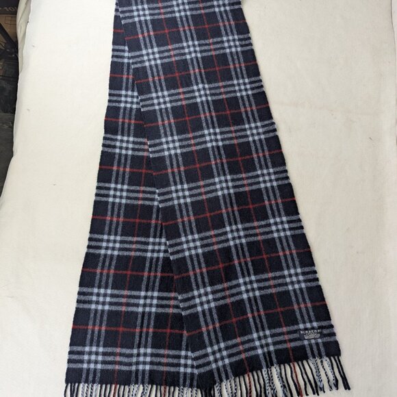 Burberry Accessories - Burberry 100% Lambswool Plaid Check Scarf Blue Unisex | Used Excellent